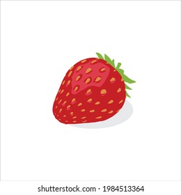 Cute Strawberry vector ilustración de diseño plano, estilo de caricatura rojo y dulce Strawberry mano dibujado icono de vector plano aislado en fondo blanco. Símbolo Fresco de fresa en estilo plano. Vector Furits