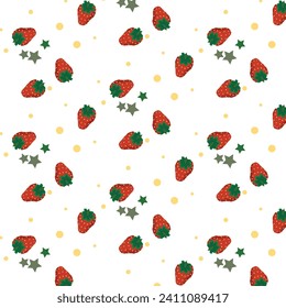 cute strawberry vector illustration background pattern