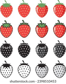 Cute Erdbeeren, Vektorgrafik-Set