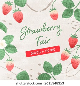 Cute strawberry watercolor illustration background material