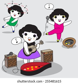 Cute Street Performers illustration set