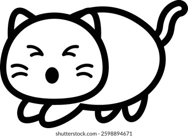 Cute Stretching Cat Line Illustration