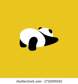 Cute stretching panda. Logo icon vector illustration. Eps10.