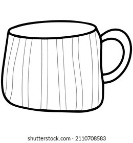 taza de té con tira tierna, taza de café, ilustración de doodle dibujada a mano. EPS10 vectorial