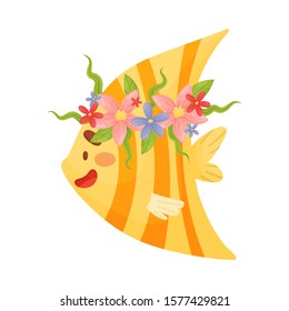 Cute Striped Baby Fish Vector Illustration Cartoon Character