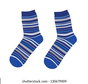 Cute striped blue socks vector illustration