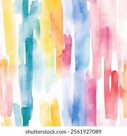 Cute striped brush strokes watercolor background seamless pattern with color brush strokes. watercolor background. Watercolor print in rustic vintage style, textile or wallpapers.