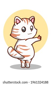 A cute striped cat giving thumbs up