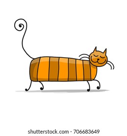 Cute striped cat, sketch for your design