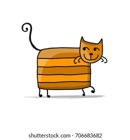 Cute striped cat, sketch for your design