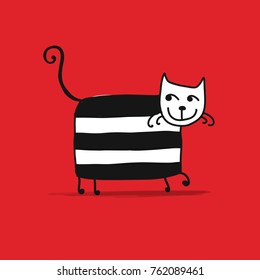 Cute striped cat, sketch for your design