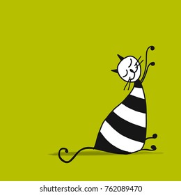 Cute striped cat, sketch for your design