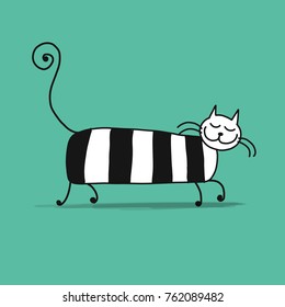Cute striped cat, sketch for your design