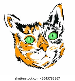 Cute striped cat vector image on white background