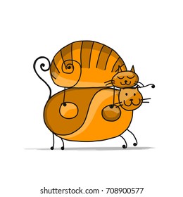 Cute striped cats, sketch for your design