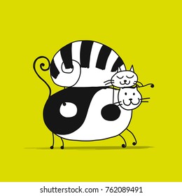 Cute striped cats, sketch for your design