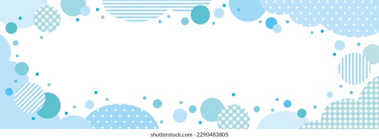 Cute striped, checkered, and dotted light blue cloud shapes and circles with long horizontal square frames. Can be lettered.