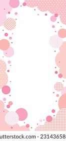 Cute striped, checkered, and dotted pink cloud shapes and circles with elongated rectangle frames