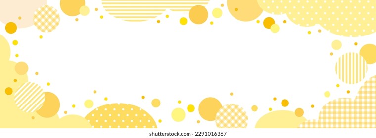 Cute striped, checkered, and dotted yellow cloud shapes and circles with long horizontal square frames. Can be lettered.