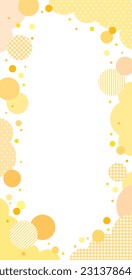 Cute striped, checkered, and dotted yellow cloud shapes and circles with elongated rectangle frames