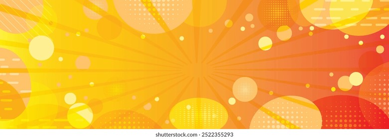 Cute striped, checkered, and dotted yellow cloud shapes and circles with long horizontal square frames.
