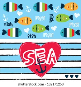 cute striped fish vector illustration