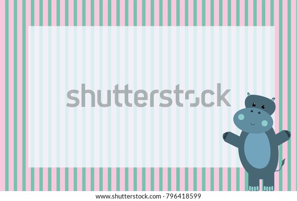cute striped frame friendly baby hippo nature backgrounds striped frame