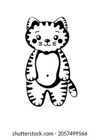 A cute striped kitten, a baby tiger, sweet little kitty illustration
