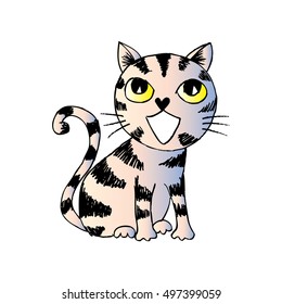 Cute striped kitten cartoon.