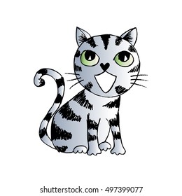Cute striped kitten cartoon.