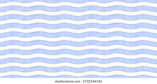 Lindo fondo sin fisuras a rayas con ondas de acuarela azul y una sensación de luz gingham. Ideal para la tela de los niños, la decoración de la guardería, y los estampados textiles femeninos.