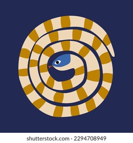 Cute striped snake. Childish graphic. Vector hand drawn illustration.