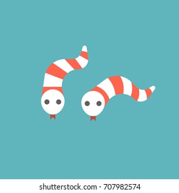 cute striped snake in red and white icon, flat design vector