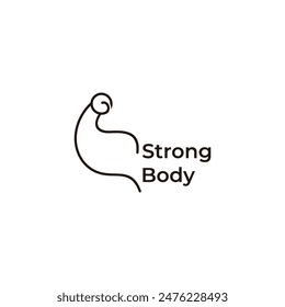 cute strong arm body building doodle logo vector 