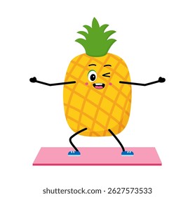 Cute strong Avocado character. Cartoon Avocado gym, health, fitness yoga meditate concept. isolated clipart. Vector illustration .