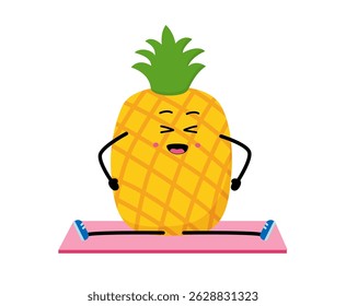 Cute strong Avocado character. Cartoon Avocado gym, health, fitness yoga meditate concept. isolated clipart. Vector illustration .
