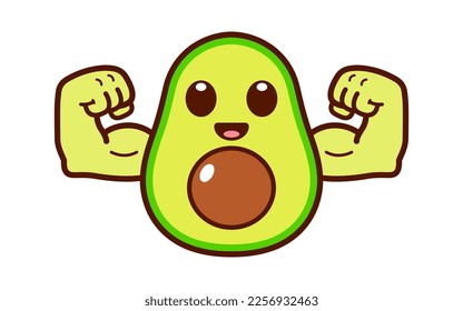 Cute Strong Avocado Character Illustration