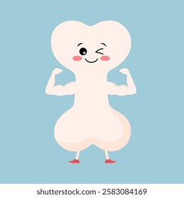 Cute strong bone cartoon character. Healthy bone.