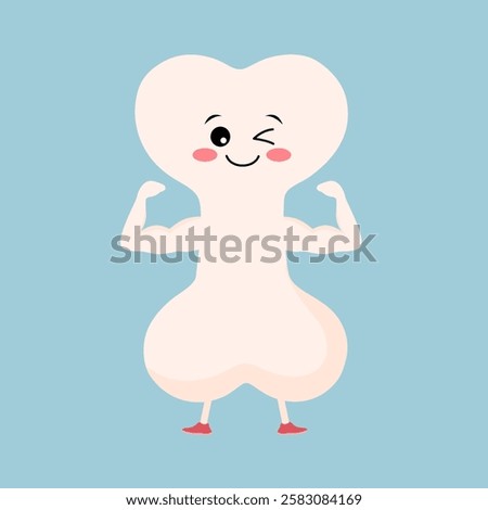 Cute strong bone cartoon character. Healthy bone.