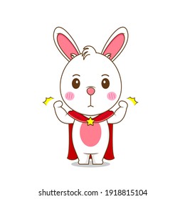 Cute strong bunny as superhero