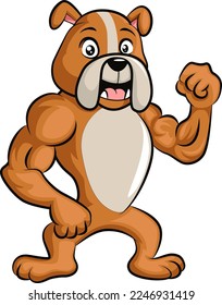 Cute strong dog cartoon character