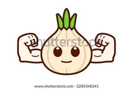 Cute Strong Garlic Character Illustration