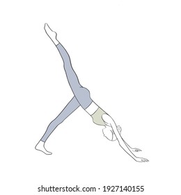 Cute strong girl doing yoga pose. Sport. Meditation. Vector illustration.