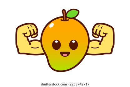 Cute Strong Mango Character Illustration