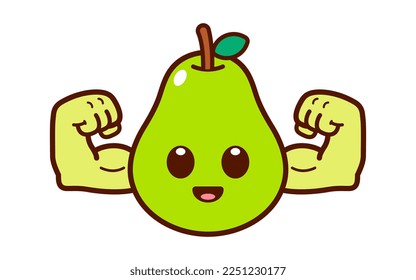 Cute Strong Pear Character Illustration