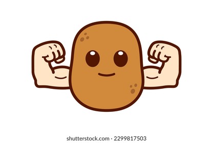 Cute Strong Potato Character Illustration