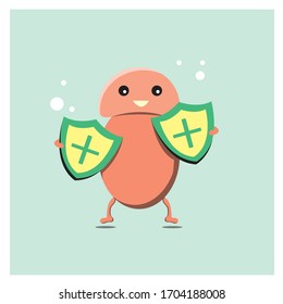Cute strong protection shield, vector flat cartoon illustration