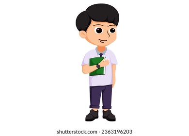 Cute Student Boy Character Illustration