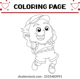 cute student boy coloring page for kids