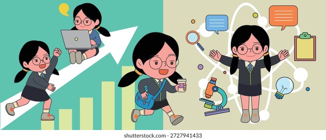 Un lindo estudio de carácter estudiantil en el aula
